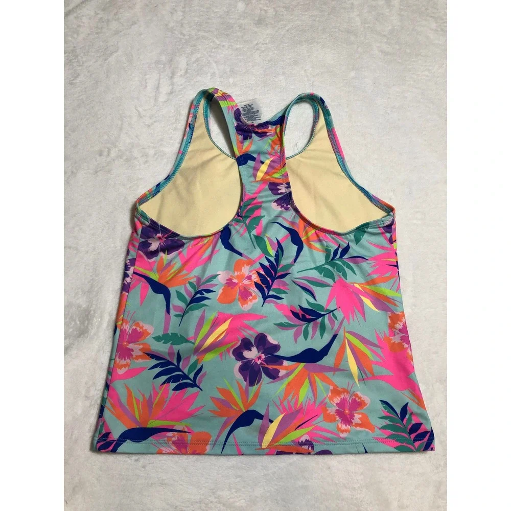 5/$25 Lands' End Tankini Swim Top Kids 10 Multicolor Tropical Floral Racerback